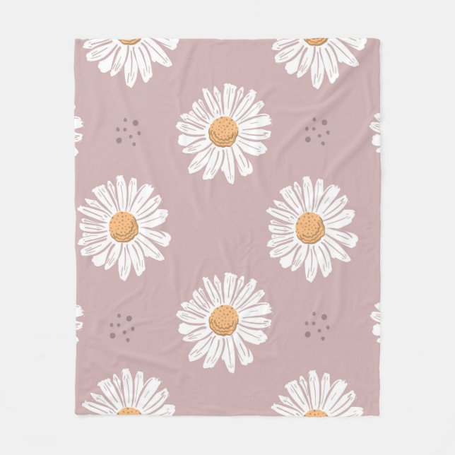 Pink Daisy: Floral Repeat Pattern. Fleece Blanket (Front)