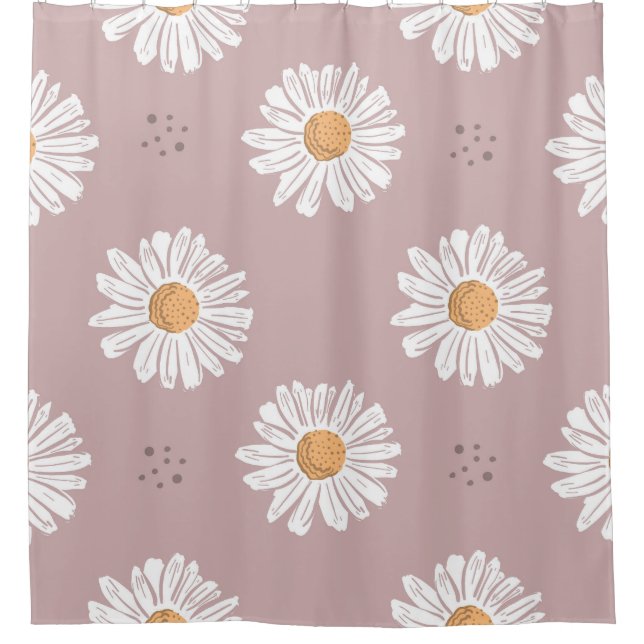 Pink Daisy: Floral Repeat Pattern. Shower Curtain (Front)