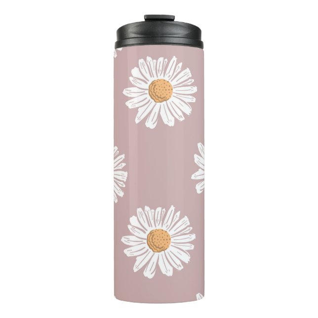 Pink Daisy: Floral Repeat Pattern. Thermal Tumbler (Front)