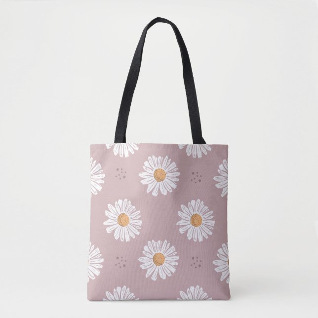Pink Daisy: Floral Repeat Pattern. Tote Bag (Front)