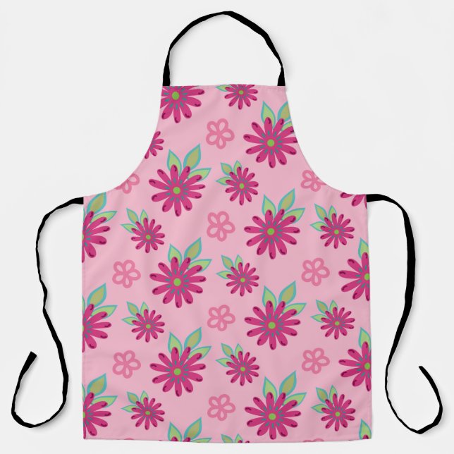 Pink daisy floral seamless patternart, beauty, blo apron (Front)