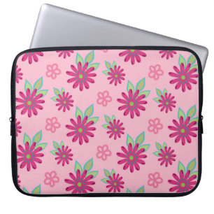 Pink daisy floral seamless patternart, beauty, blo laptop sleeve
