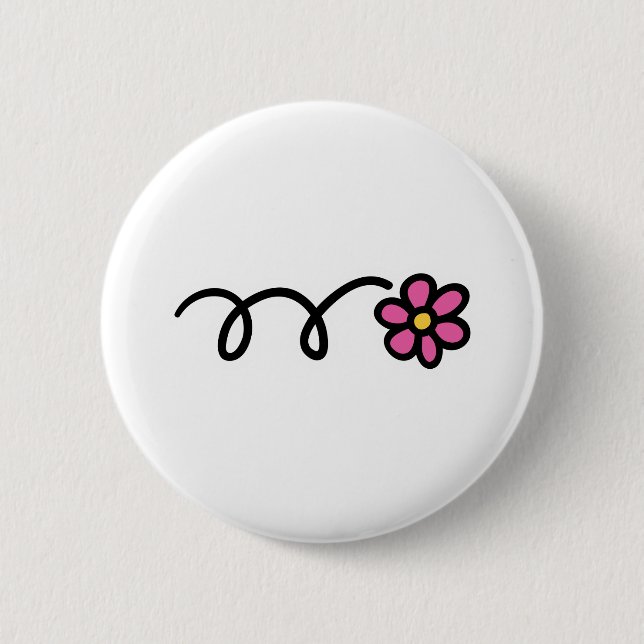 Pink daisy flower 6 cm round badge (Front)