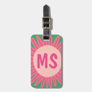 Pink Daisy Flower CUSTOMIZED INITIALS  Luggage Tag