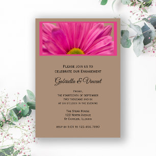 Pink Daisy Flower Engagement Party Invitation