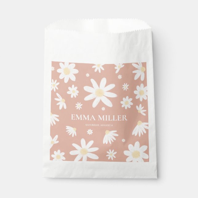 Pink Daisy Flower Favour Bags (Front)
