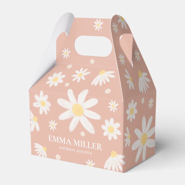 Pink Daisy Flower  Favour Box (Front Side)