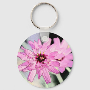 Pink daisy flower. Floral photo art. Key Ring