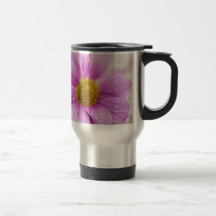 Pink daisy flower gift travel mug