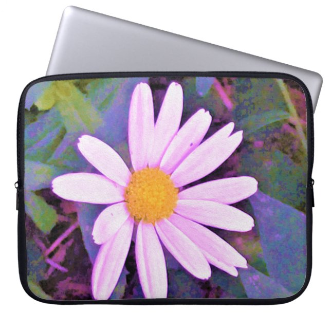 Pink Daisy Flower Laptop Sleeve (Front)