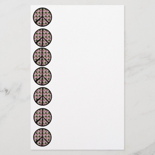 Pink Daisy Flower Peace Sign Stationery (Front)