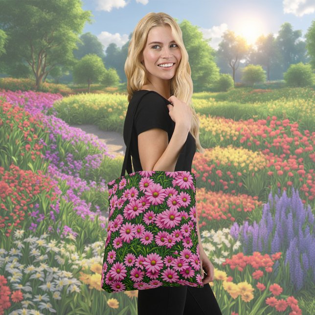 Pink Daisy Flower Tote Bag (Pink Daisy flowers tote bag)
