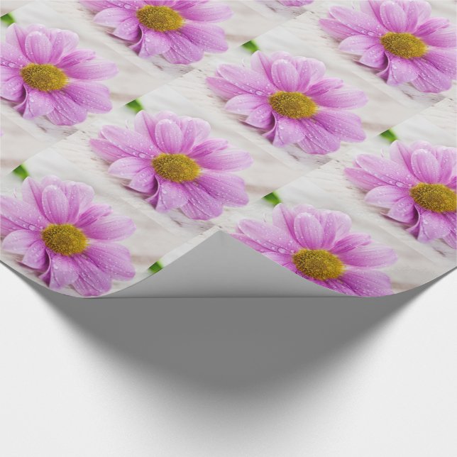 Pink Daisy Flower Wrapping Paper (Corner)