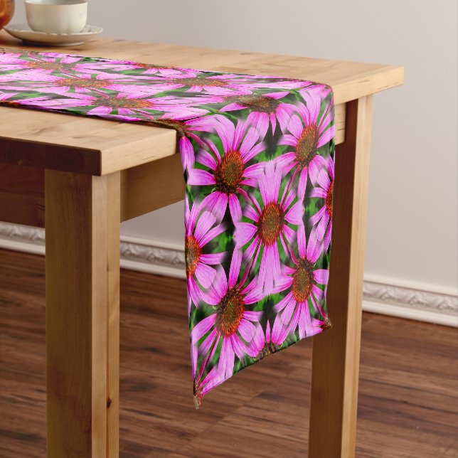 Pink Daisy Flowers Abstract Pattern     Short Table Runner (In Situ)