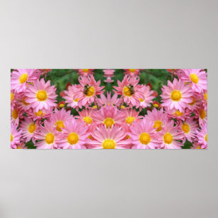 Pink Daisy Flowers And Bumble Bee Mirror Abstract Poster