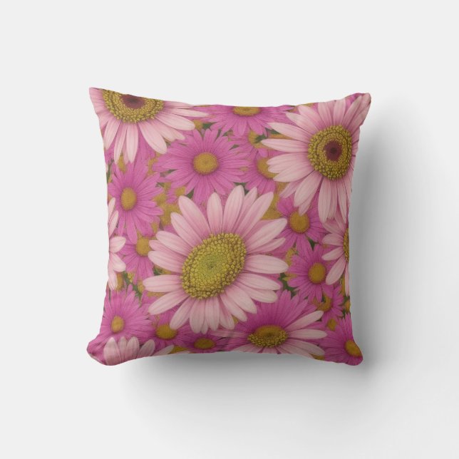 Pink Daisy Flowers Cushion (Front)