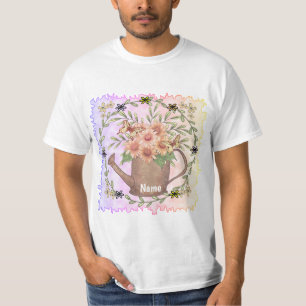Pink Daisy flowers Watercan  T-Shirt