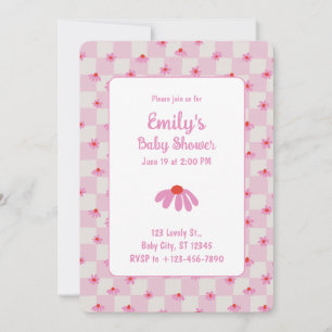 Pink Daisy for Baby Girl   Baby Shower Invitation