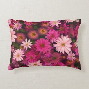 Pink Daisy Garden - Bright Floral Decor Decorative Cushion