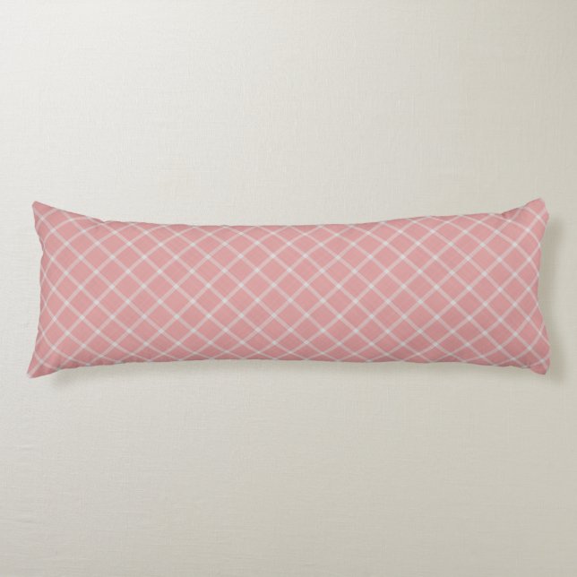 Pink Daisy Gingham Plaid Large check Body Cushion (Front)