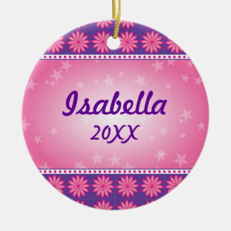 Pink Daisy Girl Photo Ornament