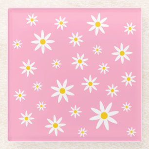Pink Daisy Glass Coaster