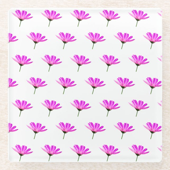Pink Daisy Glass Coaster (Front)