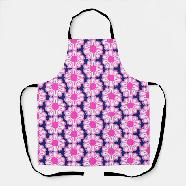 Pink Daisy Illustration Apron (Front)