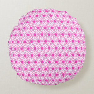 Pink Daisy Illustration Round Cushion
