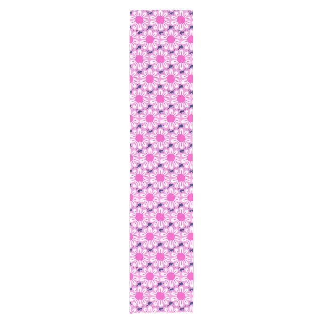 Pink Daisy Illustration Short Table Runner (Front)