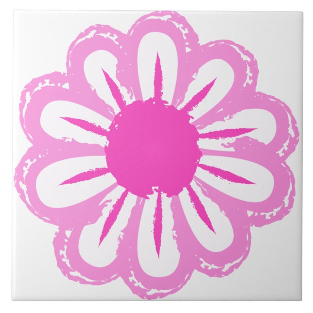 Pink Daisy Illustration Tile (Front)