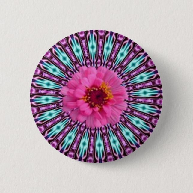 Pink Daisy in Crystal Light Button (Front)
