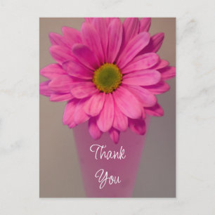 Pink Daisy in Vase Thank You Note Postcard