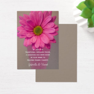 Pink Daisy in Vase Wedding Charity Favor Card
