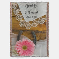Pink Daisy, Lace and Horseshoe Western Wedding