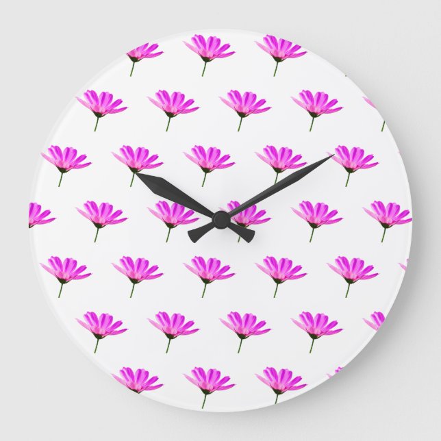 Pink Daisy  Large Clock (Front)