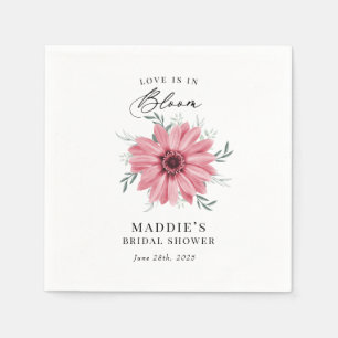 Pink Daisy "Love is in Bloom" Bridal Shower Napkin