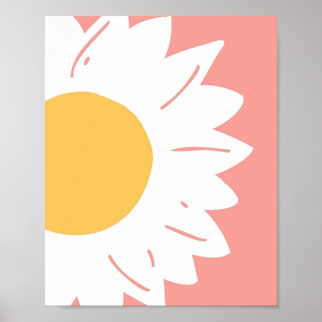 Pink Daisy – Minimalist Floral Wall Art (Front)