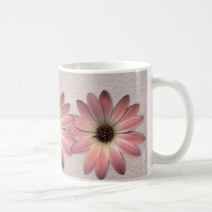 Pink Daisy - Mink Leather Texture Image Background Coffee Mug