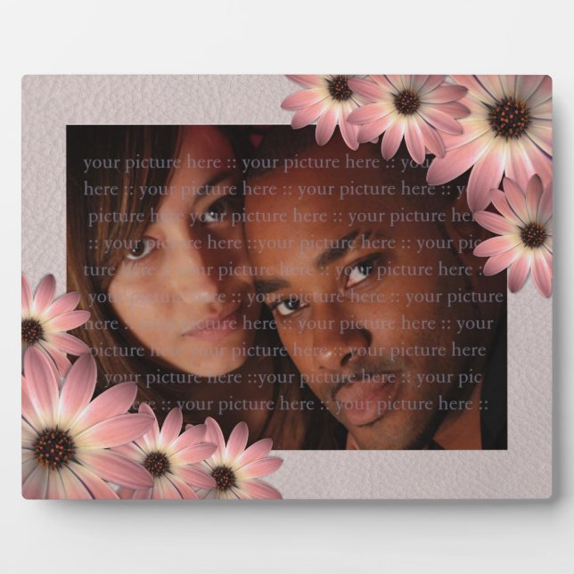 Pink Daisy - Mink Leather Texture Image Background Plaque (Front)