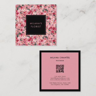 Pink Daisy Modern Trendy Flower Florist Square Business Card