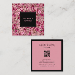 Pink Daisy Modern Trendy Flower Florist Square Business Card