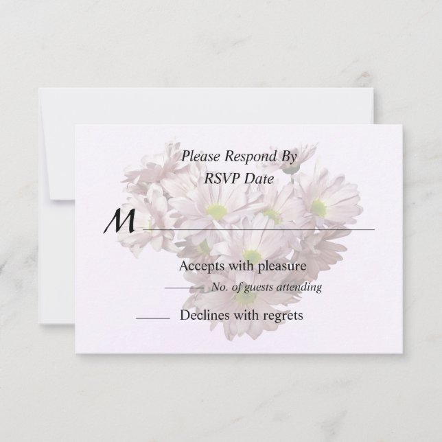 Pink Daisy Mums Heart RSVP Card (Front)