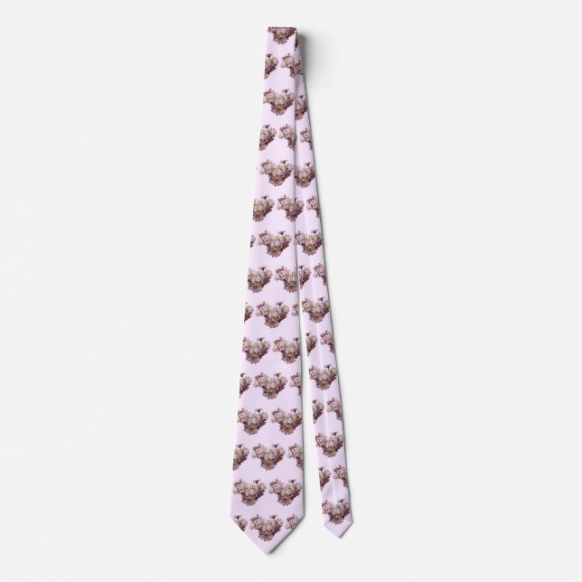 Pink Daisy Mums Heart Tie (Front)
