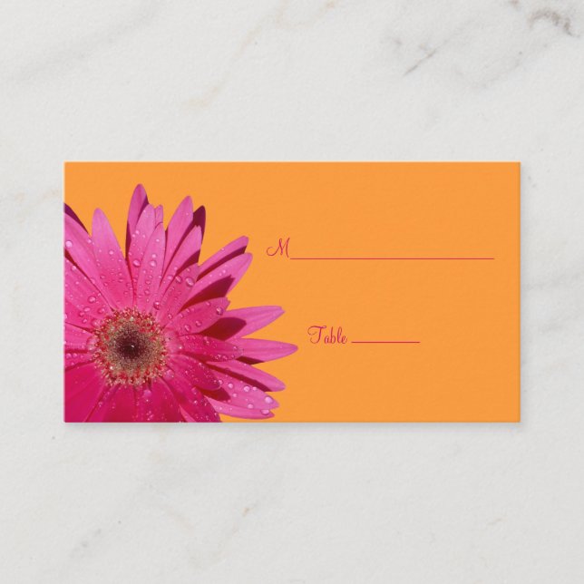 Pink Daisy Orange Special Occasion Place Card (Front)