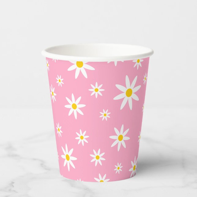 Pink Daisy Paper Cups (Front)