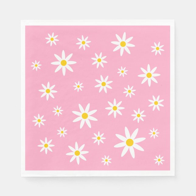 Pink Daisy Paper Napkins (Front)