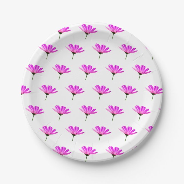 Pink Daisy  Paper Plate (Front)