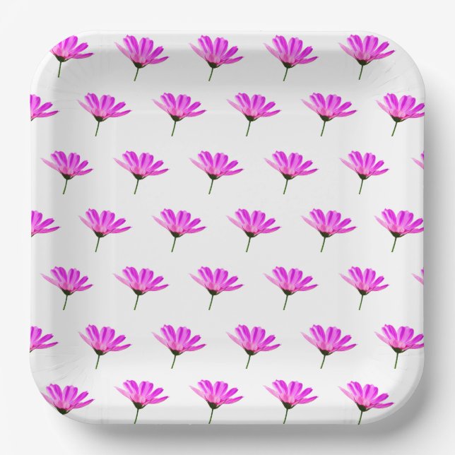 Pink Daisy  Paper Plate (Front)