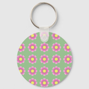 Pink daisy pattern key ring